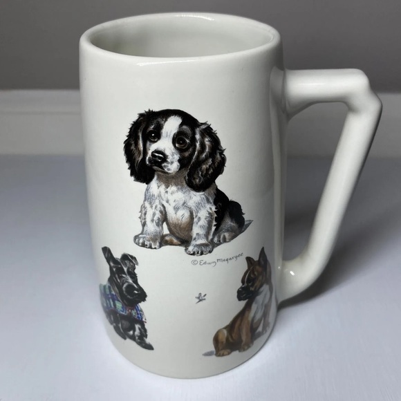 Edwin Megargee Signed Dog & Dragonfly Mug Coffee Cup Boxer, Scottie Springer - Picture 2 of 13